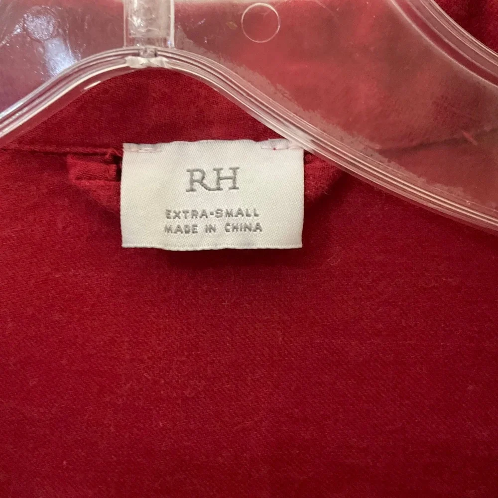 Restoration Hardware Pajama Set Cashmere Cotton Long Sleeve Button-Down Red XS